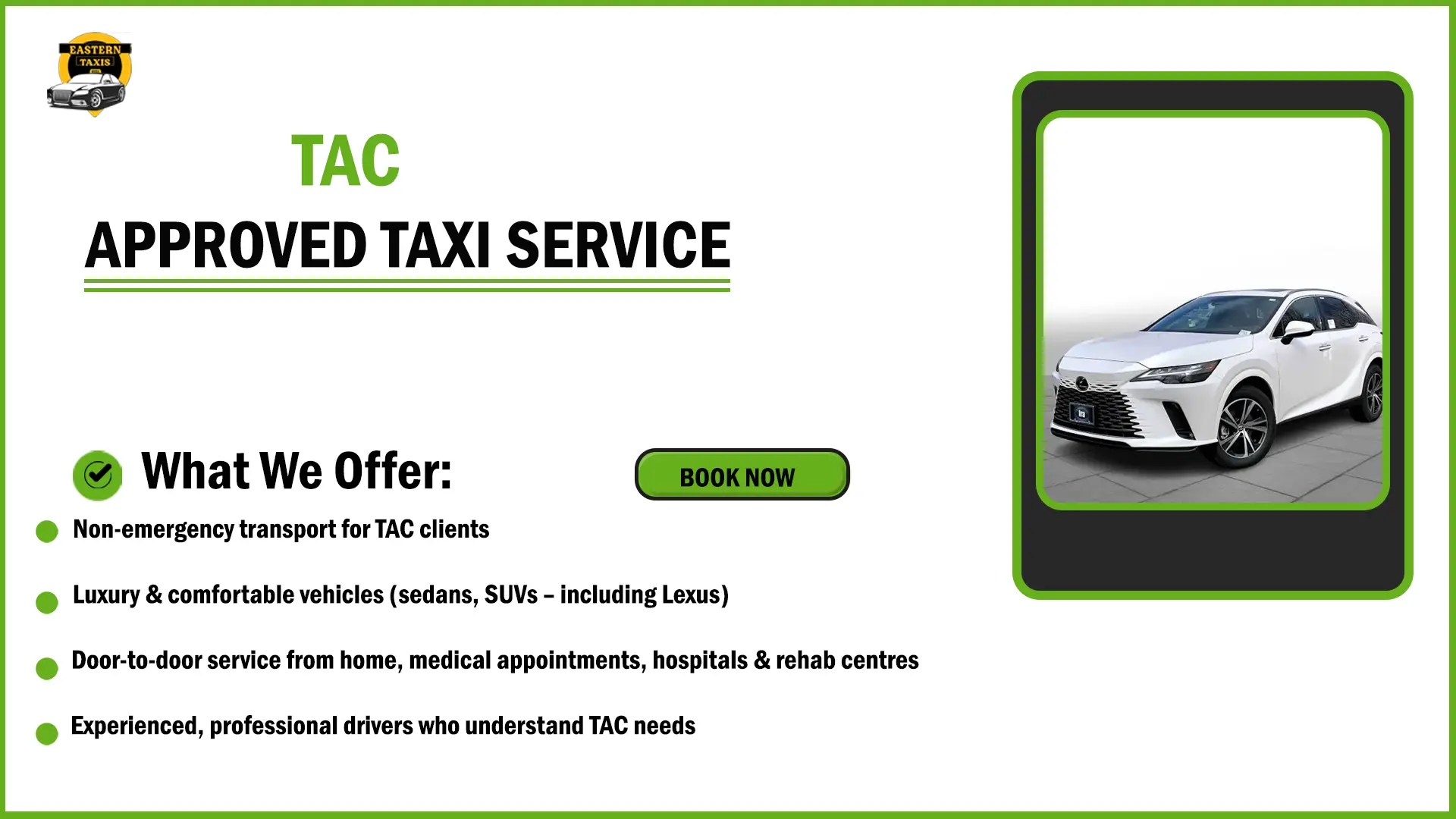 TAC Approved Taxi Services Melbourne